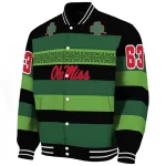 customized ole miss rebels clover green lines green black varsity jacket best selling