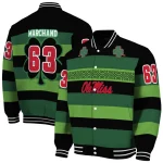 customized ole miss rebels clover green lines green black varsity jacket best selling