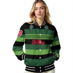 customized ole miss rebels clover green lines green black varsity jacket best selling