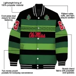 customized ole miss rebels clover green lines green black varsity jacket best selling