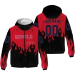 customized ole miss rebels flame trim red black windbreaker jacket best selling