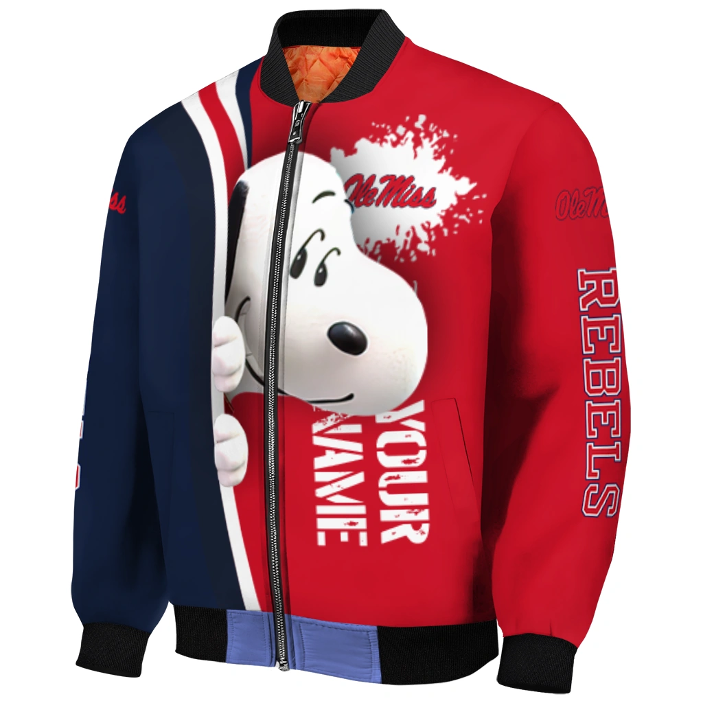 customized ole miss rebels snoopy head red bomber jacket fashion forward customized ole miss rebels snoopy head red bomber jacket fashion forward