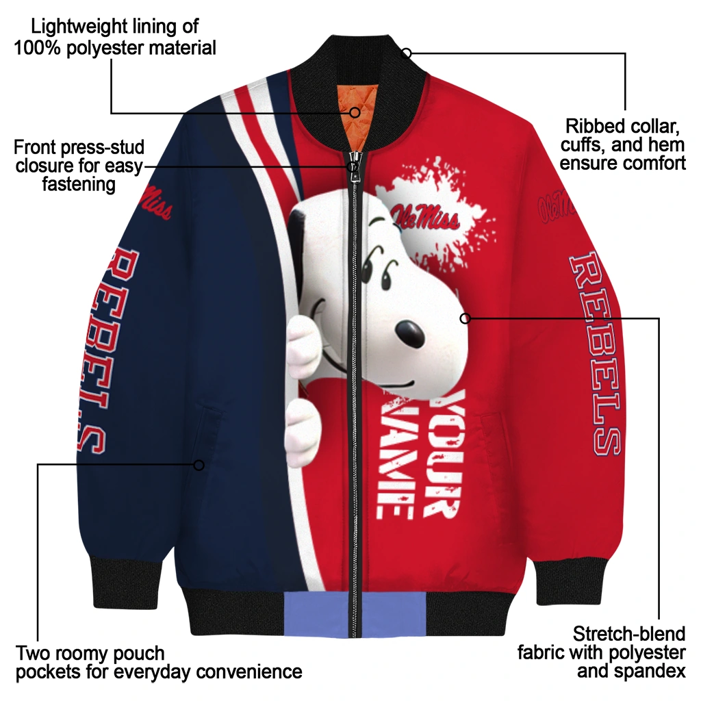 customized ole miss rebels snoopy head red bomber jacket new arrival customized ole miss rebels snoopy head red bomber jacket new arrival