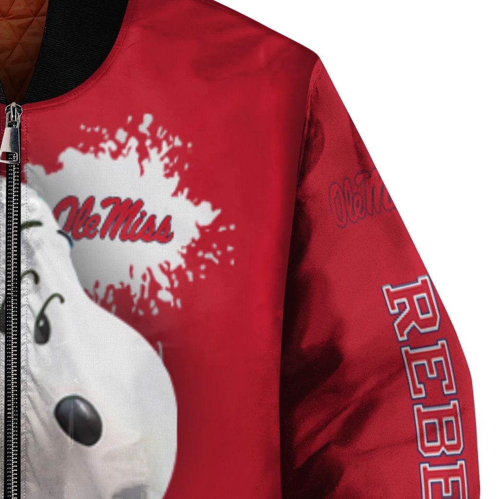 customized ole miss rebels snoopy head red bomber jacket premium grade customized ole miss rebels snoopy head red bomber jacket premium grade