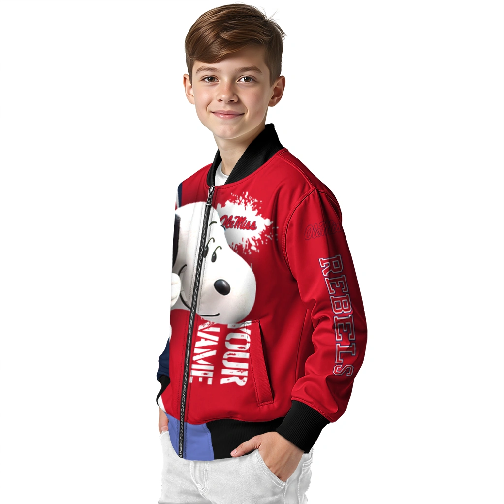 customized ole miss rebels snoopy head red bomber jacket trendy customized ole miss rebels snoopy head red bomber jacket trendy