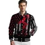 customized ole miss rebels star stripes red black varsity jacket best selling