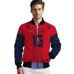 customized ole miss rebels team patch red bomber jacket best selling