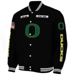 customized oregon ducks american flag skull black varsity jacket best selling
