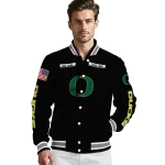 customized oregon ducks american flag skull black varsity jacket best selling