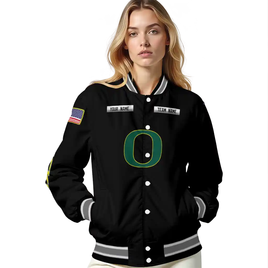 customized oregon ducks american flag skull black varsity jacket latest model customized oregon ducks american flag skull black varsity jacket latest model