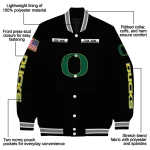 customized oregon ducks american flag skull black varsity jacket best selling