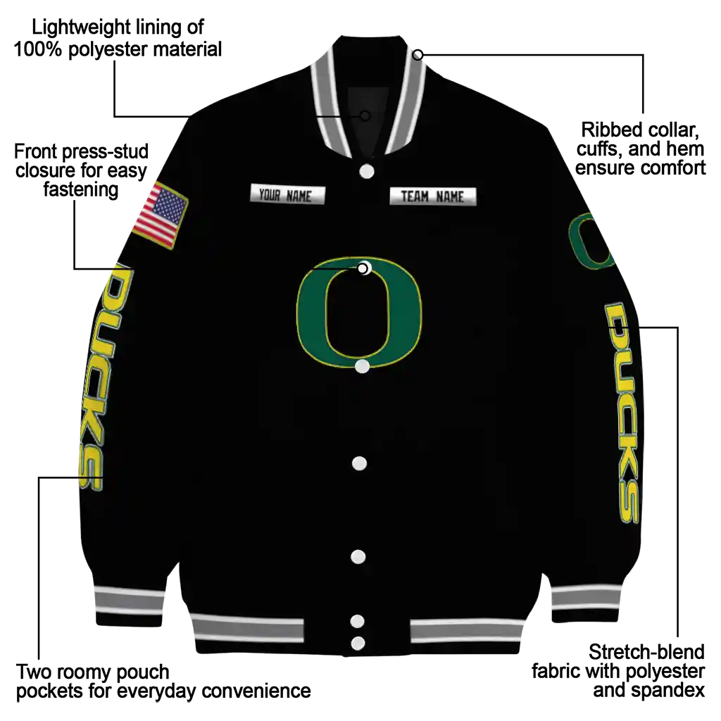 customized oregon ducks american flag skull black varsity jacket new arrival customized oregon ducks american flag skull black varsity jacket new arrival