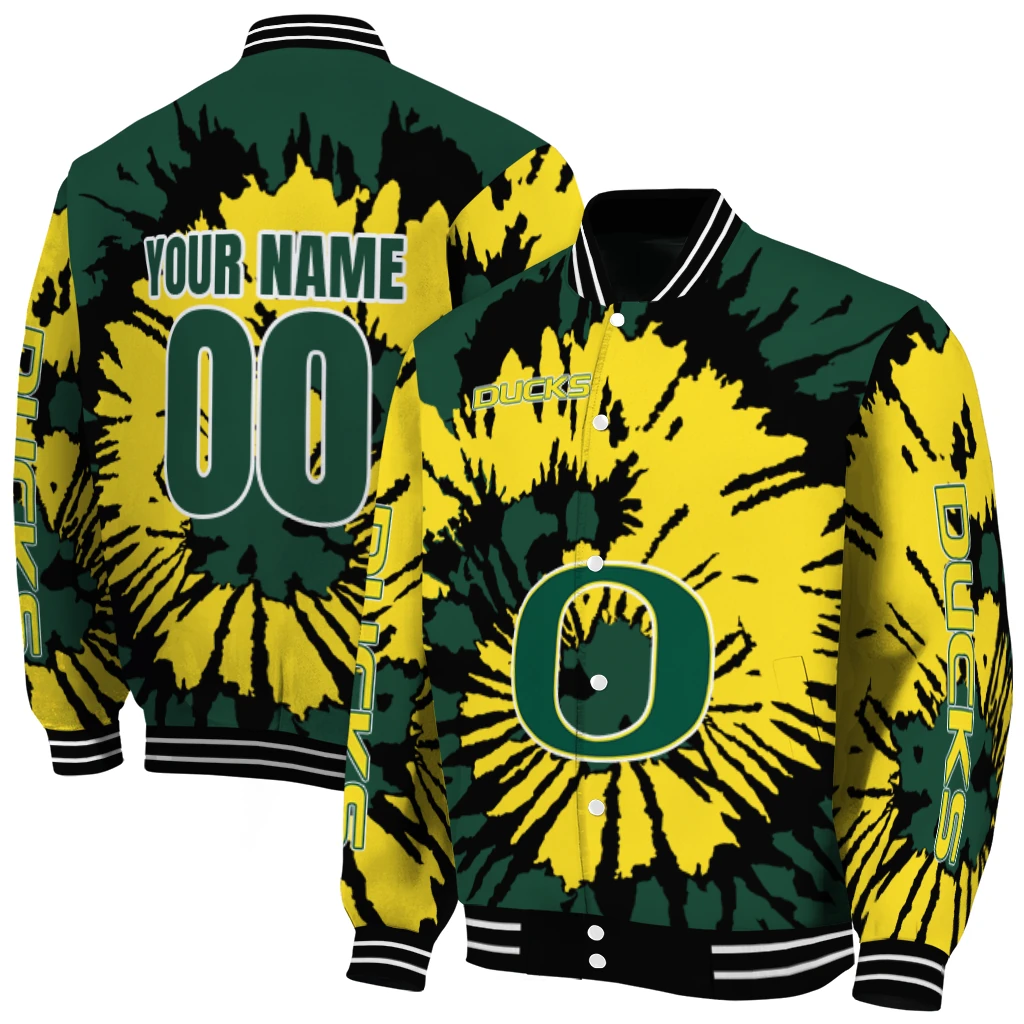 customized oregon ducks burst splatter green varsity jacket fashion forward customized oregon ducks burst splatter green varsity jacket fashion forward