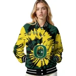 customized oregon ducks burst splatter green varsity jacket best selling