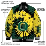 customized oregon ducks burst splatter green varsity jacket best selling