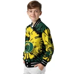 customized oregon ducks burst splatter green varsity jacket best selling