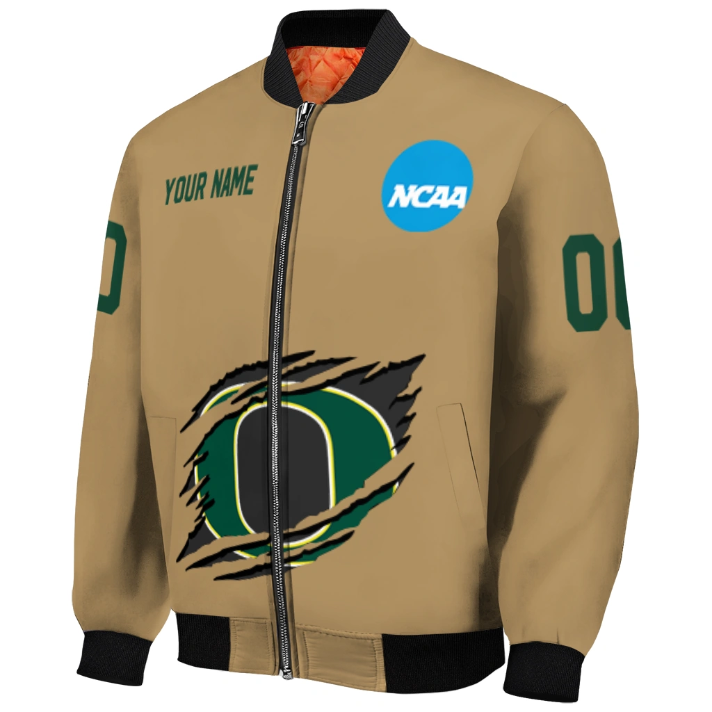 customized oregon ducks claw effect beige bomber jacket fashion forward customized oregon ducks claw effect beige bomber jacket fashion forward