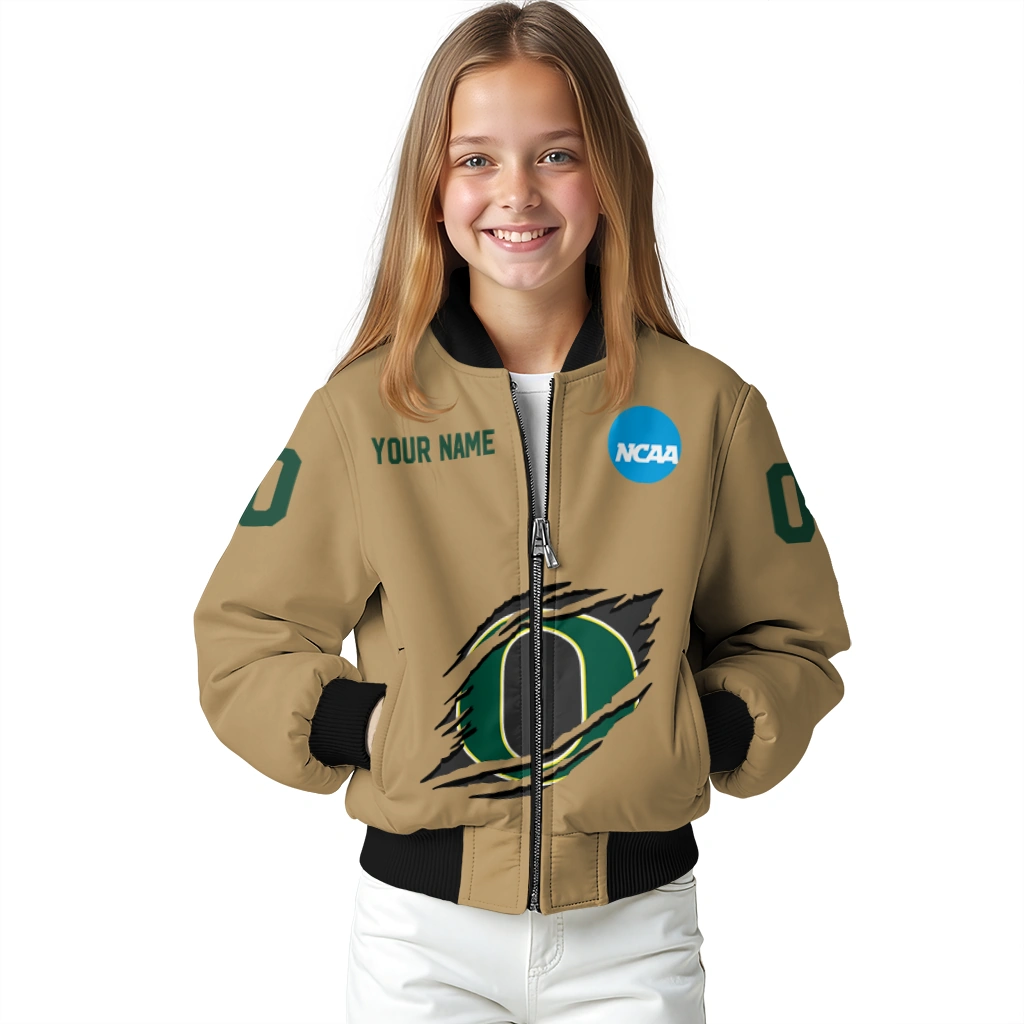customized oregon ducks claw effect beige bomber jacket top rated customized oregon ducks claw effect beige bomber jacket top rated