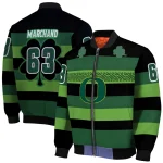 customized oregon ducks clover green lines green black bomber jacket best selling