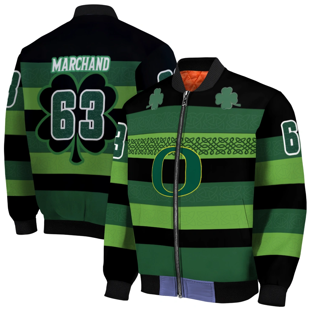 customized oregon ducks clover green lines green black bomber jacket best selling customized oregon ducks clover green lines green black bomber jacket best selling