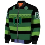 customized oregon ducks clover green lines green black bomber jacket best selling