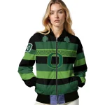 customized oregon ducks clover green lines green black bomber jacket best selling