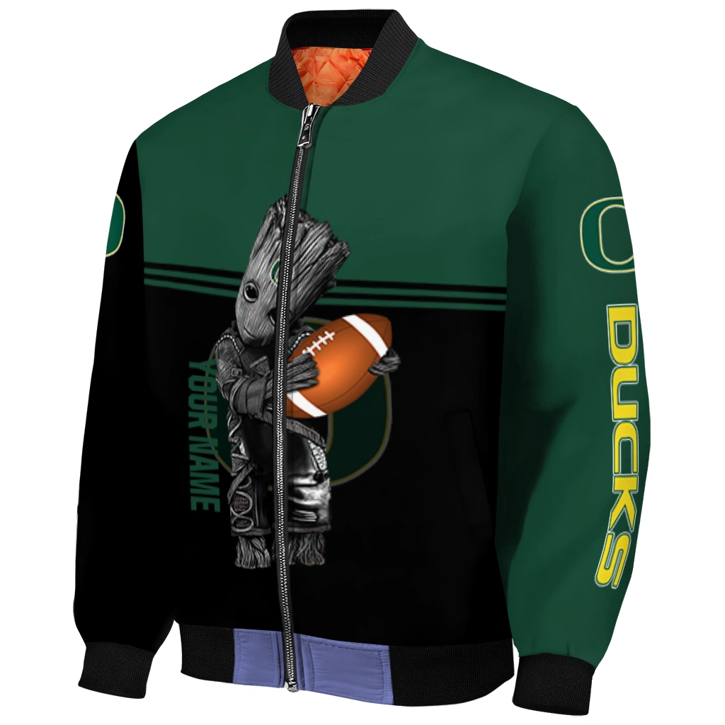 customized oregon ducks groot football green black bomber jacket fashion forward customized oregon ducks groot football green black bomber jacket fashion forward