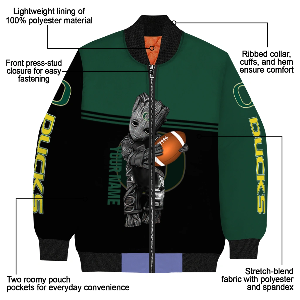 customized oregon ducks groot football green black bomber jacket new arrival customized oregon ducks groot football green black bomber jacket new arrival