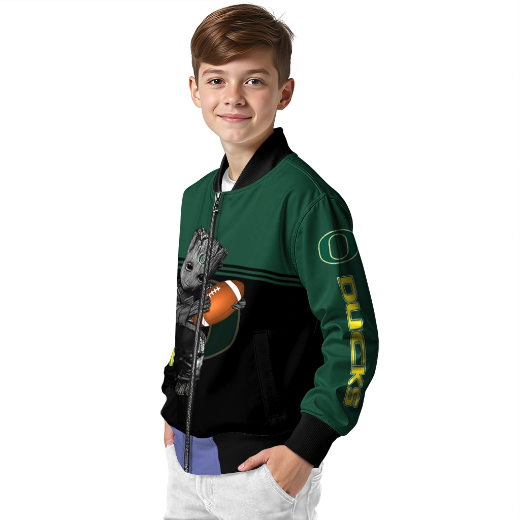 customized oregon ducks groot football green black bomber jacket trendy customized oregon ducks groot football green black bomber jacket trendy