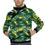 customized oregon ducks shark art green windbreaker jacket best selling