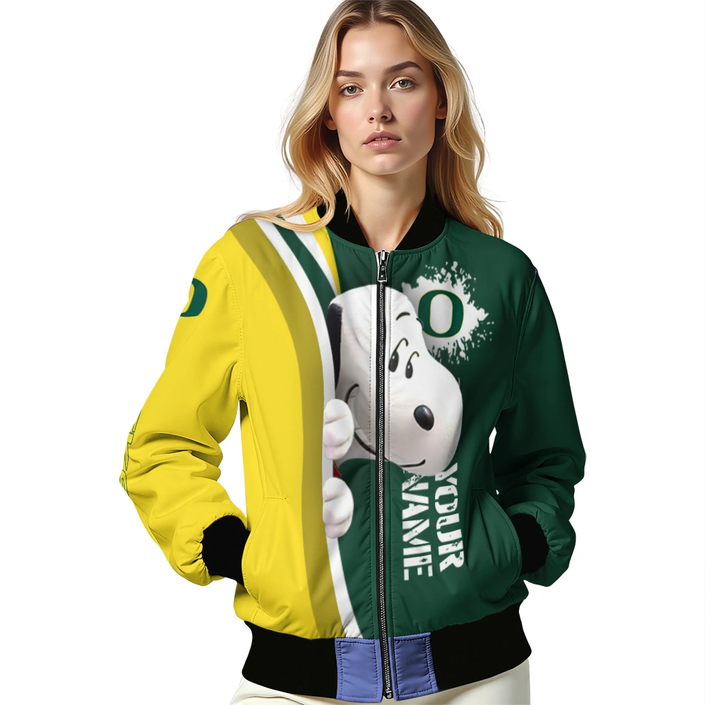 customized oregon ducks snoopy head green bomber jacket latest model customized oregon ducks snoopy head green bomber jacket latest model