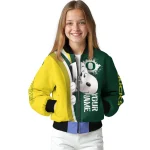 customized oregon ducks snoopy head green bomber jacket best selling