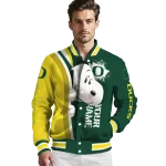 customized oregon ducks snoopy head green varsity jacket best selling