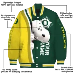 customized oregon ducks snoopy head green varsity jacket best selling