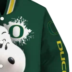 customized oregon ducks snoopy head green varsity jacket best selling