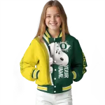customized oregon ducks snoopy head green varsity jacket best selling