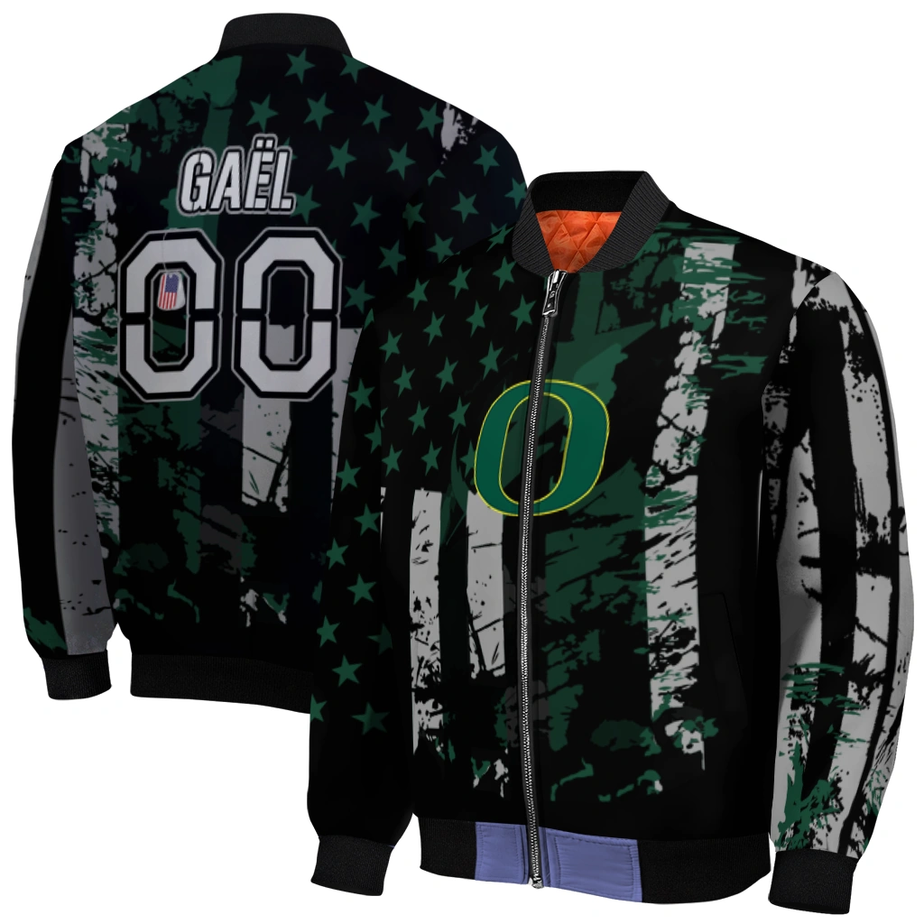 customized oregon ducks star stripes green black bomber jacket best selling customized oregon ducks star stripes green black bomber jacket best selling