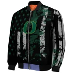 customized oregon ducks star stripes green black bomber jacket best selling