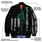 customized oregon ducks star stripes green black bomber jacket best selling