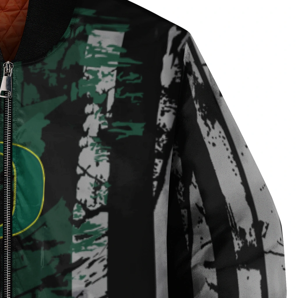 customized oregon ducks star stripes green black bomber jacket premium grade customized oregon ducks star stripes green black bomber jacket premium grade
