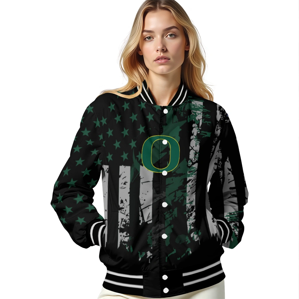 customized oregon ducks star stripes green black varsity jacket latest model customized oregon ducks star stripes green black varsity jacket latest model