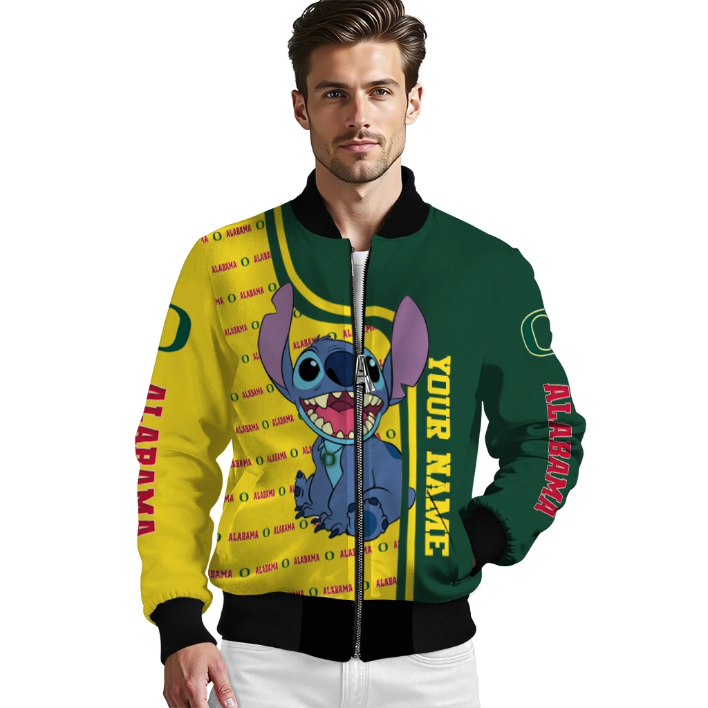 customized oregon ducks stitch laughing green bomber jacket high quality customized oregon ducks stitch laughing green bomber jacket high quality