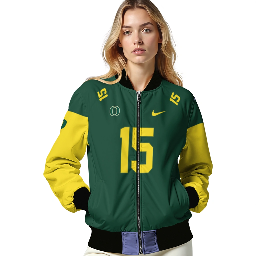 customized oregon ducks team patch green bomber jacket latest model customized oregon ducks team patch green bomber jacket latest model