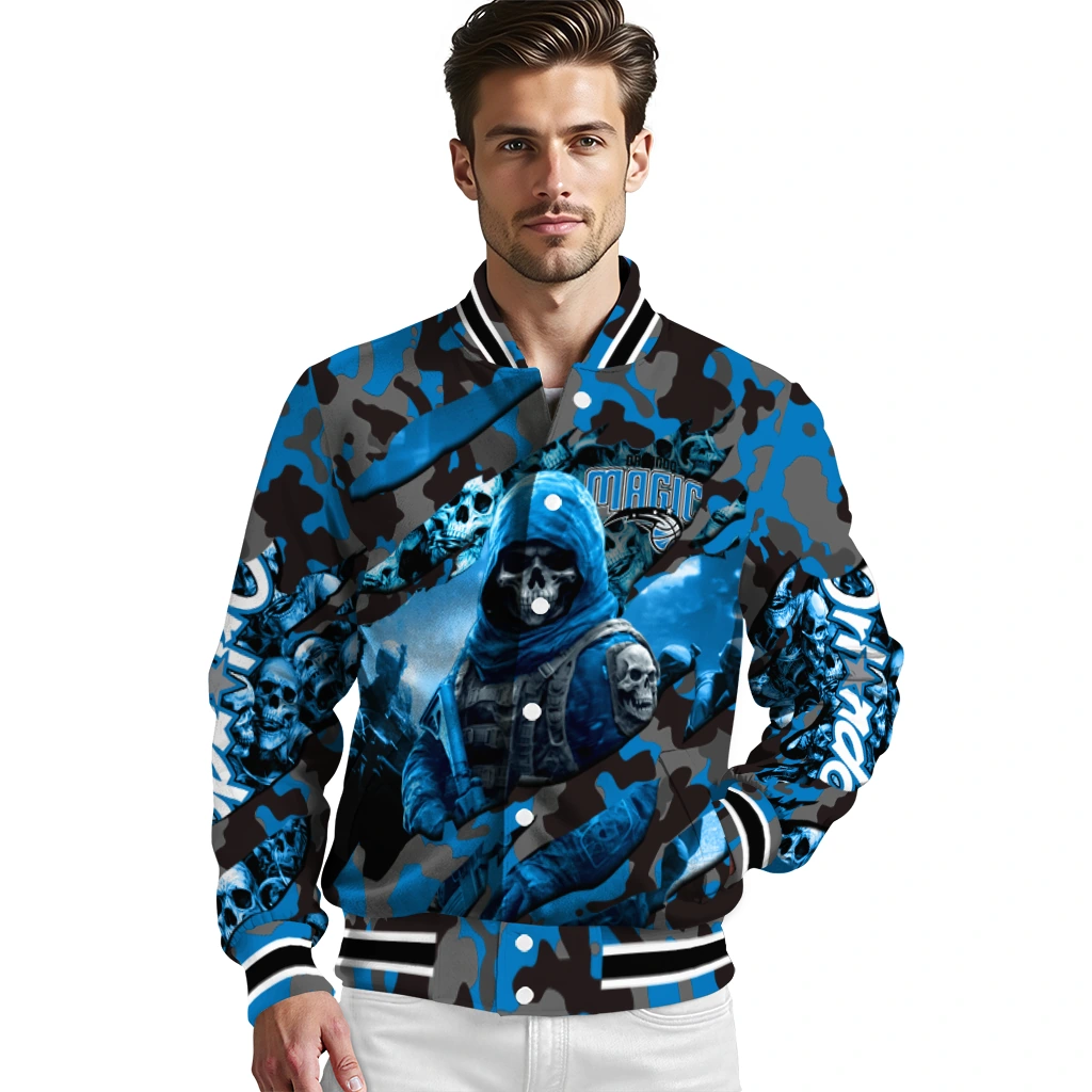 customized orlando magic skull horde blue varsity jacket high quality customized orlando magic skull horde blue varsity jacket high quality