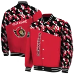 customized ottawa senators flag scratch effect red varsity jacket best selling