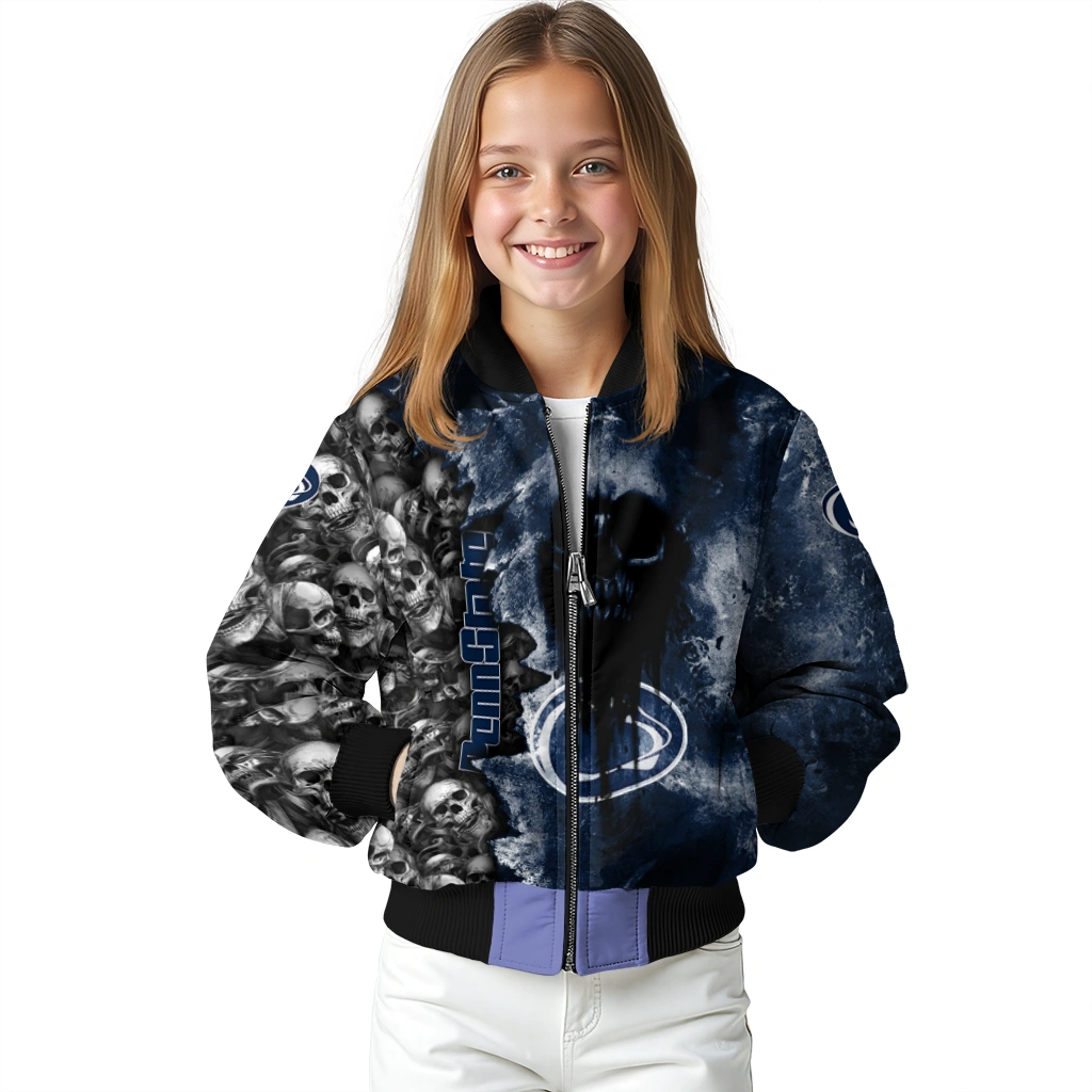 customized penn state nittany lions skull cluster blue bomber jacket top rated customized penn state nittany lions skull cluster blue bomber jacket top rated