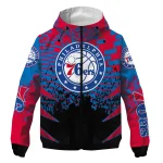 customized philadelphia 76ers brick motion blue black windbreaker jacket best selling
