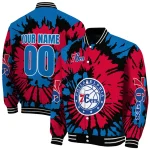 customized philadelphia 76ers burst splatter blue varsity jacket best selling