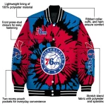 customized philadelphia 76ers burst splatter blue varsity jacket best selling