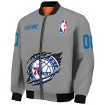 customized philadelphia 76ers claw accent grey bomber jacket best selling